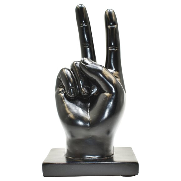 Adam & Friends Home Decor Peace Sign Sculpture | 1-Piece | Black - Picture 1 of 4